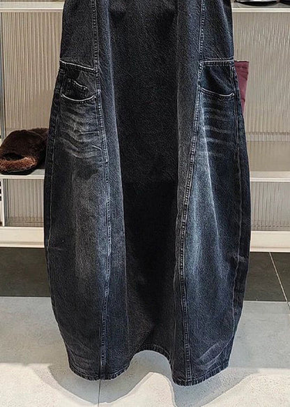 Vintage Black Original Design Pockets Long Dress Sleeveless