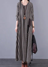 Load image into Gallery viewer, Vintage Black White Plaid A Line Long Dresses Spring