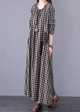 Load image into Gallery viewer, Vintage Black White Plaid A Line Long Dresses Spring