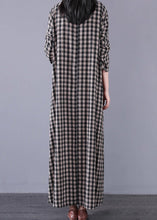 Load image into Gallery viewer, Vintage Black White Plaid A Line Long Dresses Spring