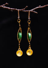 Load image into Gallery viewer, Vintage Blessed Bowl Gilding Fine Jade Drop Earrings