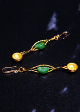 Load image into Gallery viewer, Vintage Blessed Bowl Gilding Fine Jade Drop Earrings