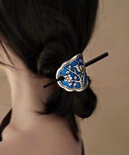 Vintage Blue Alloy Magpie Plum Blossom Hairpin