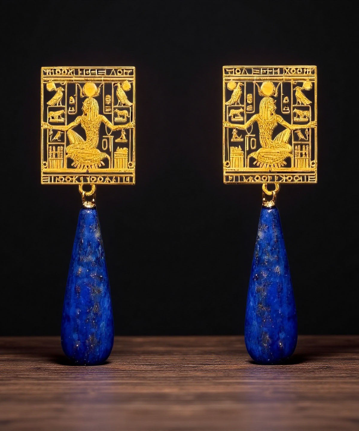 Vintage Blue Copper Overgild Tassel Drop Earrings