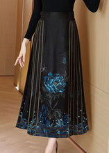 Load image into Gallery viewer, Vintage Blue Print Wrinkled High Waist Silk Skirt Spring