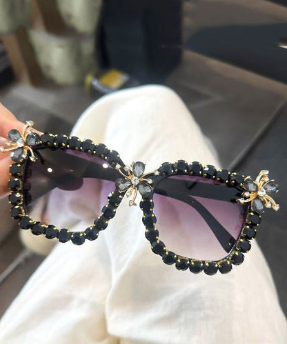 Vintage Blue Resin Zircon Cat's Eye Sunglasses