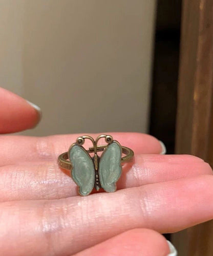 Vintage Butterfly Flower Metal Open Ring Set