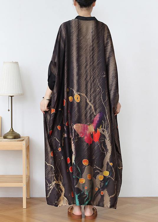 Vintage Chocolate Print Chiffon Patchwork Summer Dress - SooLinen