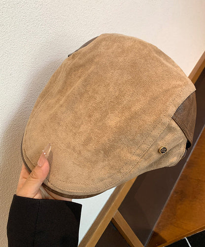 Vintage Coffee Suede Versatile Breton Hat