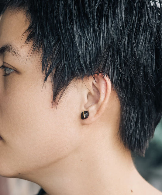 Vintage Creative Copper Inlaid Wood Irregular Stud Earrings