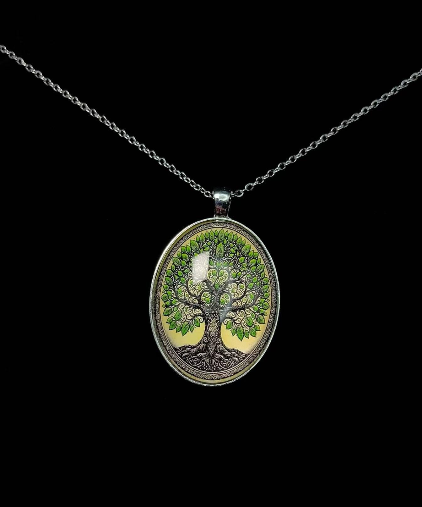Vintage Ellipse Tree Of Life Alloy Lariat Necklace