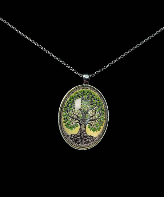 Vintage Ellipse Tree Of Life Alloy Lariat Necklace
