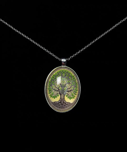 Vintage Ellipse Tree Of Life Alloy Lariat Necklace
