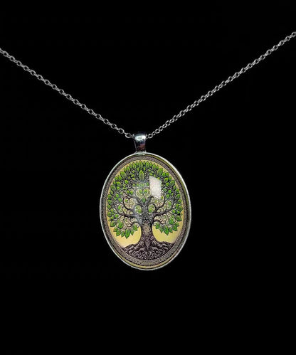 Vintage Ellipse Tree Of Life Alloy Lariat Necklace