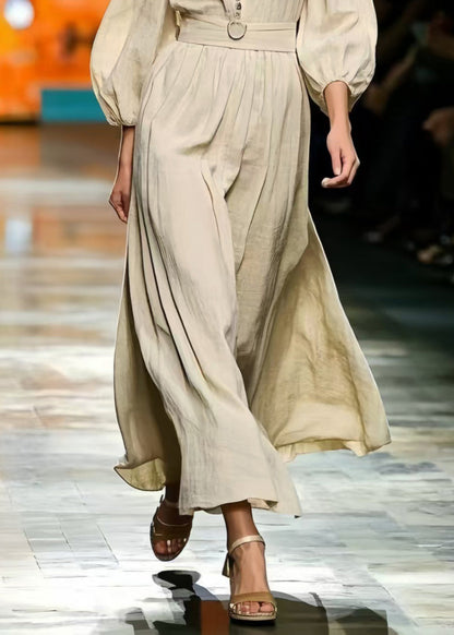 Vintage Exra Large Hem Linen Maxi Dress Bracelet Sleeve