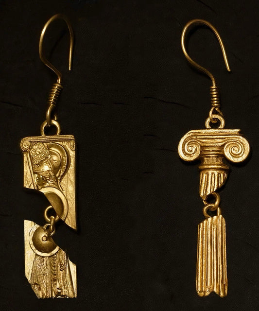 Vintage Gold Alloy Asymmetrical Drop Earrings
