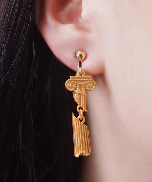 Vintage Gold Alloy Asymmetrical Drop Earrings