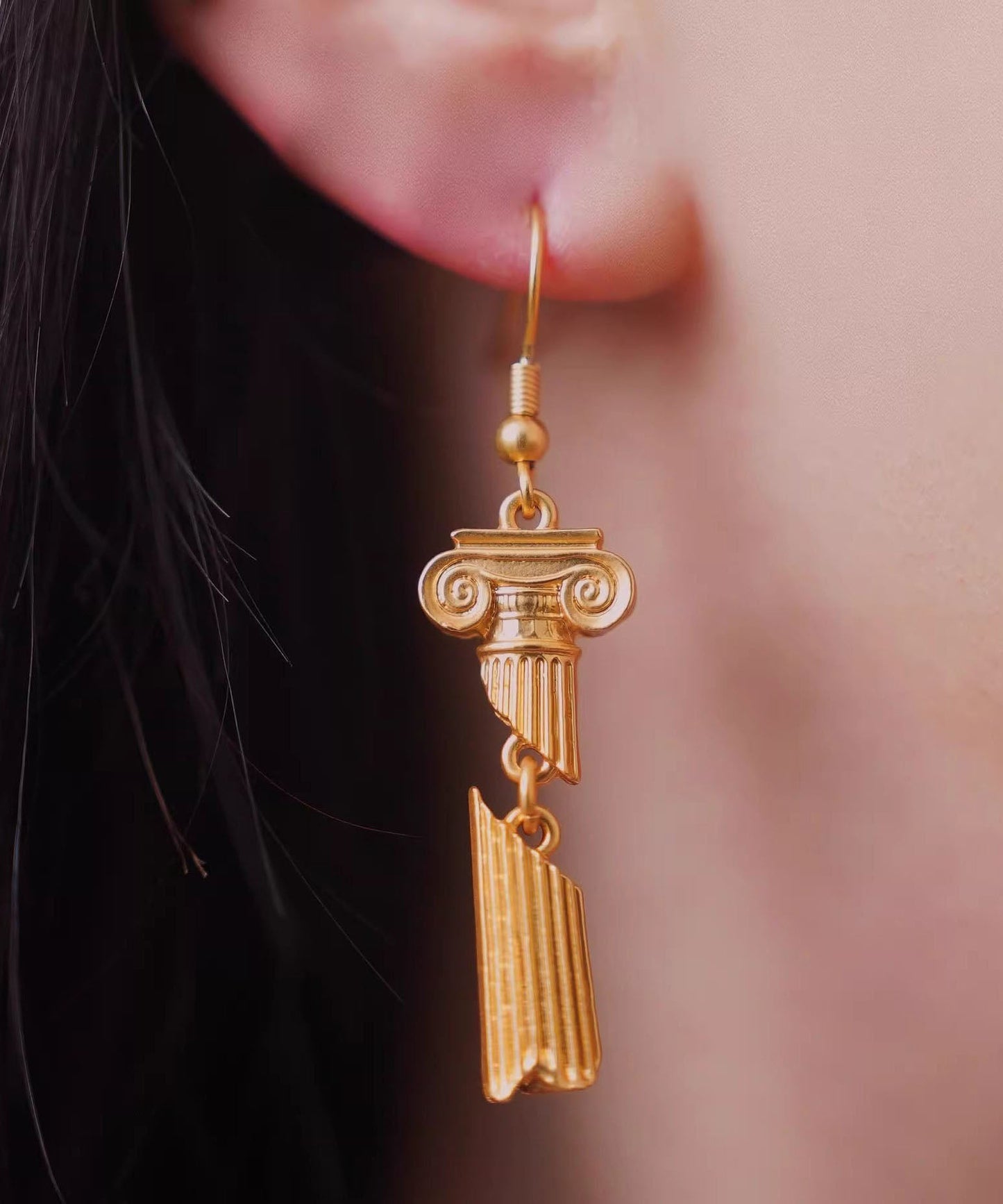 Vintage Gold Alloy Asymmetrical Drop Earrings
