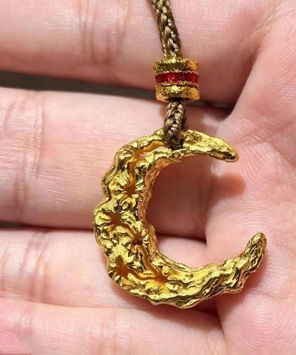Vintage Gold Alloy Braided Sun Pendant Necklace