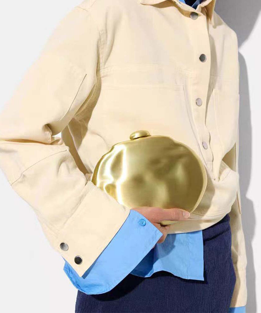 Vintage Gold Concave Convex Ripple Clutch