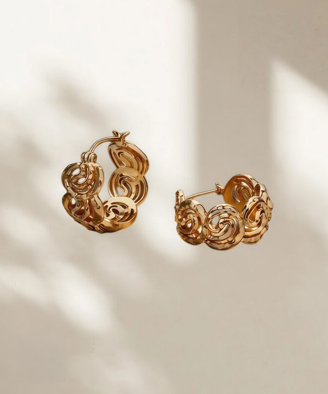 Vintage Gold Copper Overgild Spiral Hoop Earrings