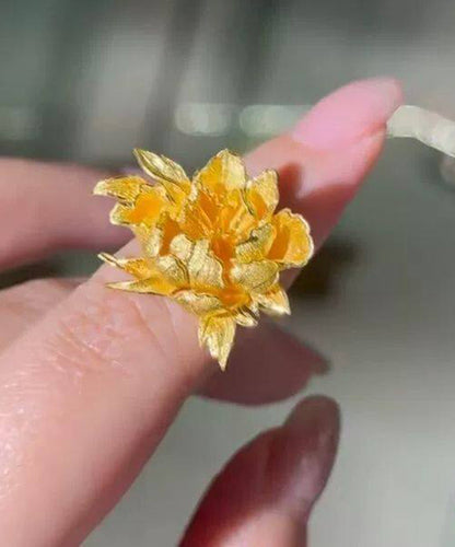 Vintage Gold Sterling Silver Overgild Peony Rings