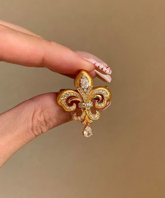 Vintage Gold Zircon Alloy Draping Teardrop Brooches