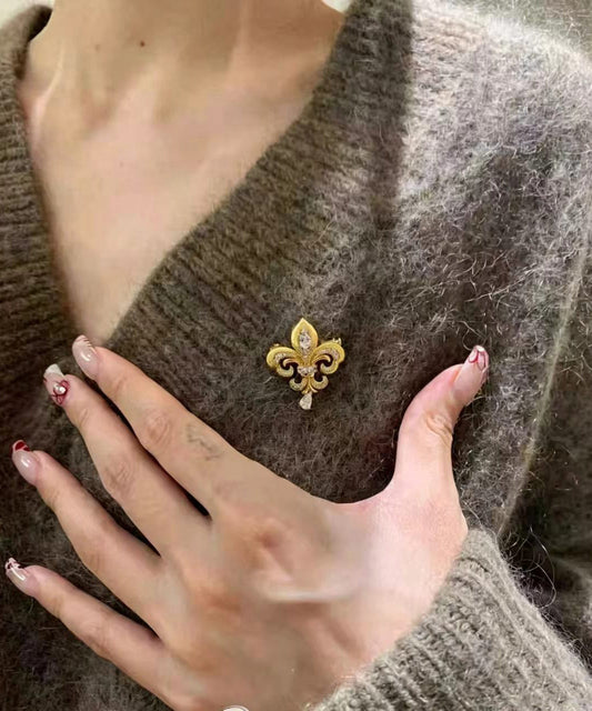 Vintage Gold Zircon Alloy Draping Teardrop Brooches