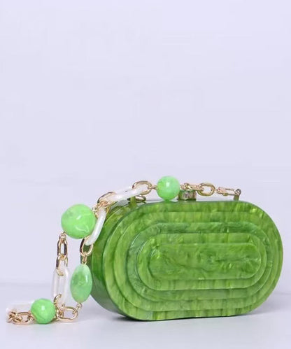 Vintage Green Acrylic Beaded Chain Evening Bag