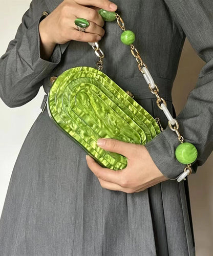 Vintage Green Acrylic Beaded Chain Evening Bag