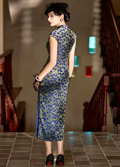 Vintage Green Stand Collar Chinese Buttons Dresses Fall