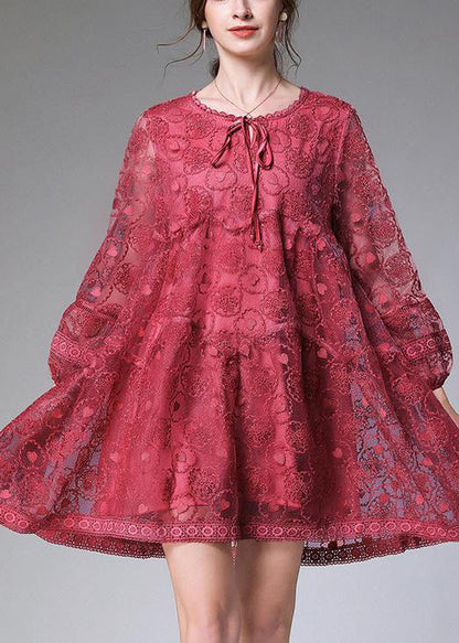 Vintage Grey Long sleeve Lace Summer Maxi Dresses