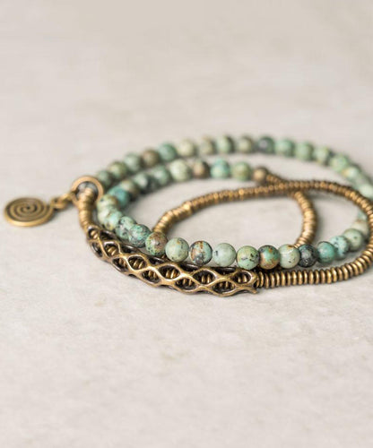 Vintage Handmade Copper Turquoise Unisex Multi Loop Bracelet