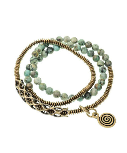 Vintage Handmade Copper Turquoise Unisex Multi Loop Bracelet