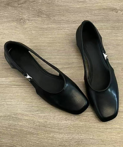 Vintage Hollow Out Chunky Sandals Black Faux Leather