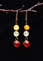 Vintage Jade Tassels Pearl Drop Earrings