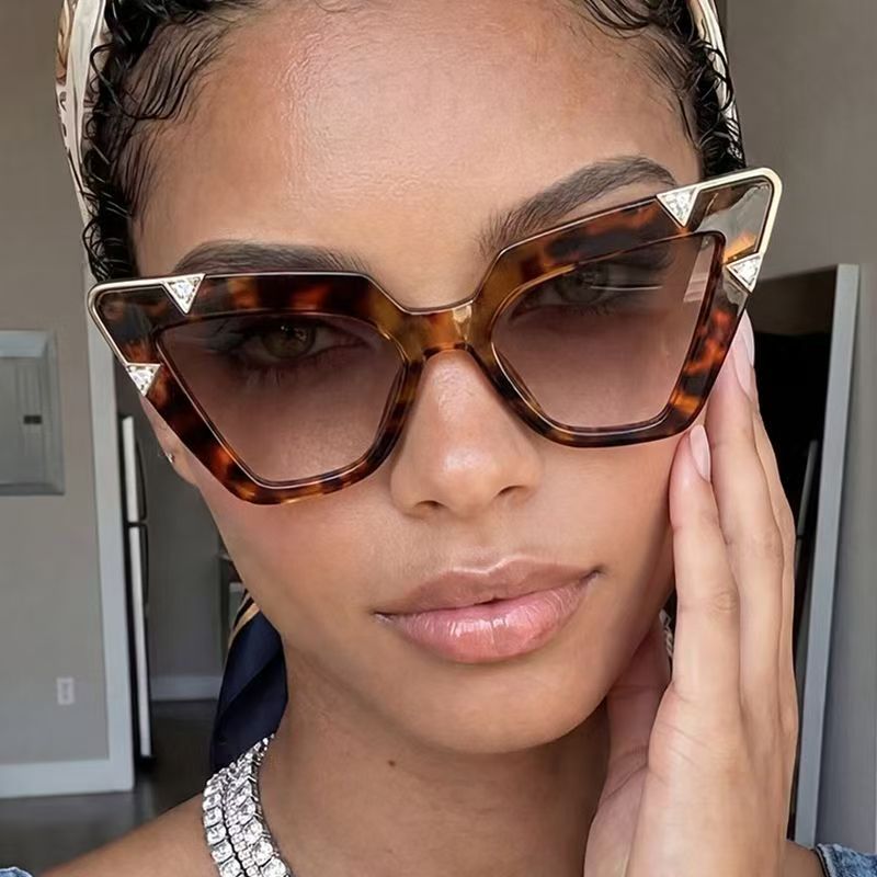 Vintage Large Frame Zircon Studded Sunglasses