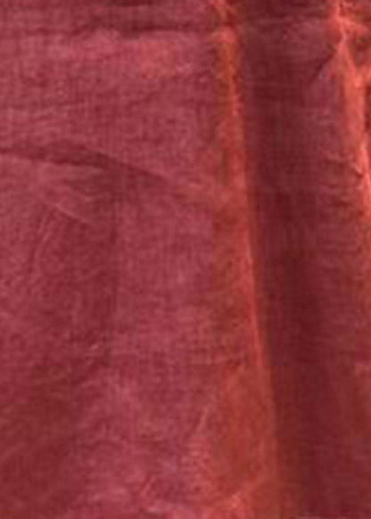 Vintage Mulberry Stand Collar Embroideried Linen Long Dress Short Sleeve