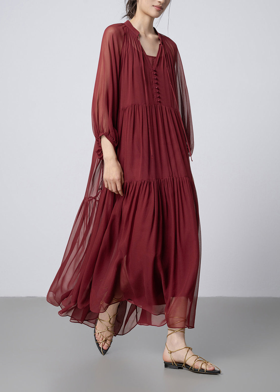 Vintage Mulberry V Neck Dress Two Piece Set Fall
