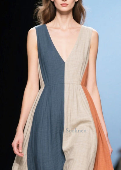 Vintage Multicolour Exra Large Hem Cotton Long Dresses Summer