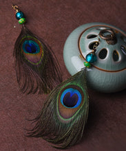 Load image into Gallery viewer, Vintage Peacock Feather Ethnic Style Copper Drop Earrings