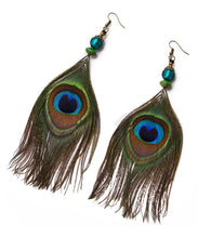 Load image into Gallery viewer, Vintage Peacock Feather Ethnic Style Copper Drop Earrings