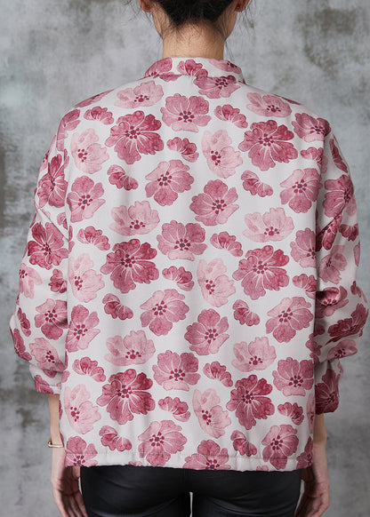 Vintage Pink Print Fine Cotton Filled Oriental Coats Spring