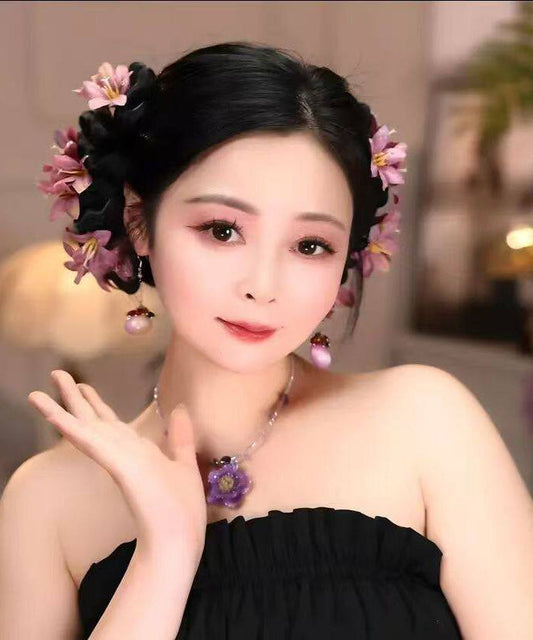 Vintage Purple Alloy Floral Hairpin