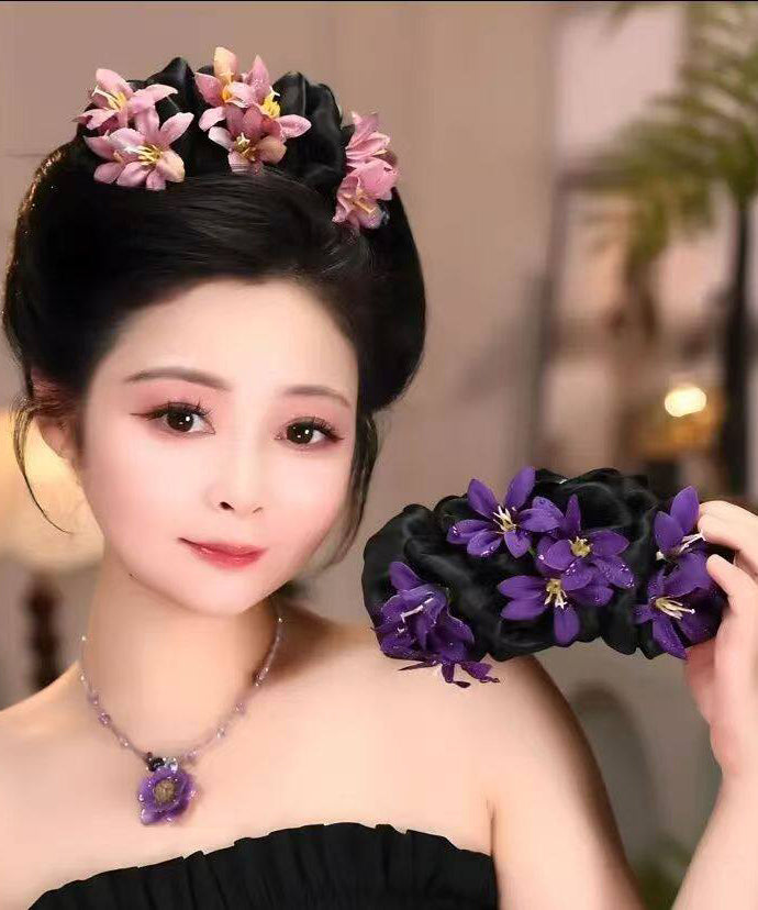 Vintage Purple Alloy Floral Hairpin