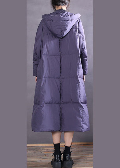 Vintage Purple Hooded Casual Duck Down coat Winter