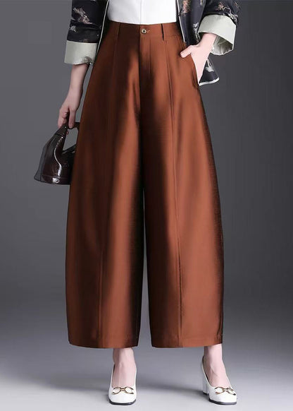 Vintage Purple Pockets High Waist Wide Leg Crop Pants Fall