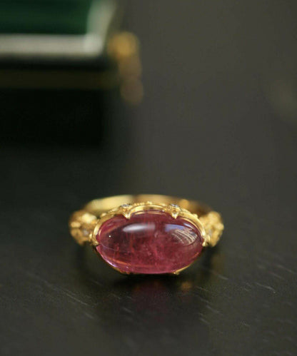 Vintage Red Sterling Silver Overgild Zircon Gem Stone Rings