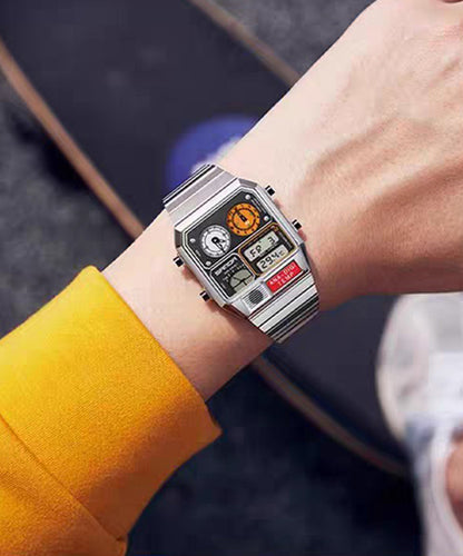 Vintage Silk Stainless Steel Alloy Tempered Glass Men Watches