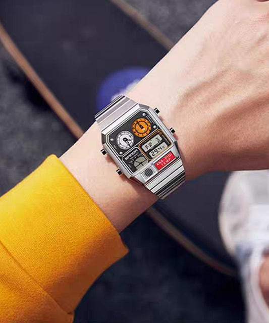 Vintage Silk Stainless Steel Alloy Tempered Glass Men Watches